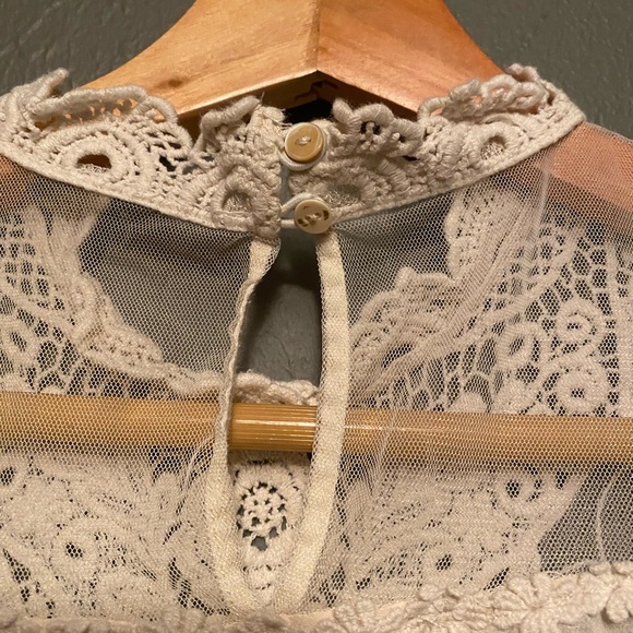 Iris Sheer Cream Lace Women's Blouse Size M - Picture 6 of 8